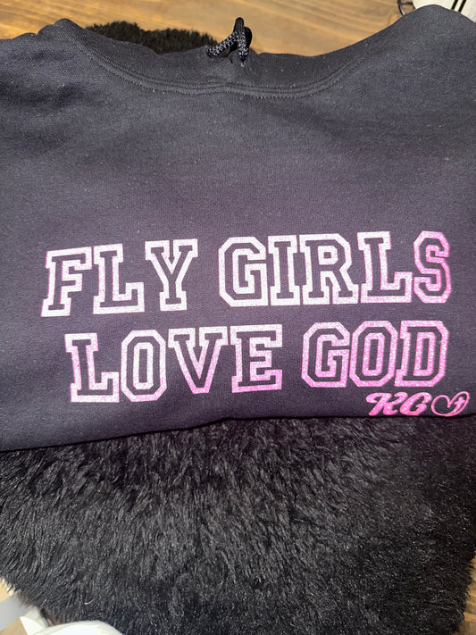 BLACK HOODIE W/ PINK LETTER